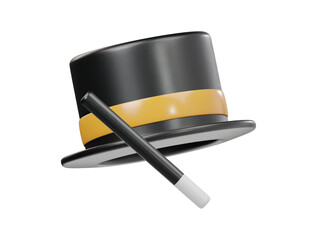 Magical hat icon 3d render illustration