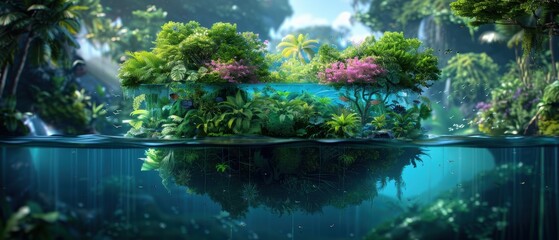 Enchanted Eden - Colorful Digital Fantasy Landscape with Floating Islands | High