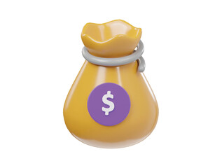 Money bag icon 3d render illustration 