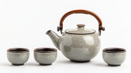 Close-Up Shot of Traditional Japanese Tea Set with Beautiful Patterns and Designs