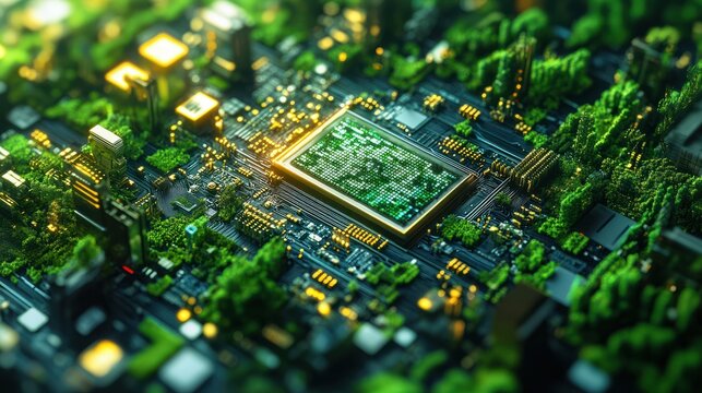 Technology innovations based on green technology. Environment Green Technology Computer Chips. CSR and IT ethics.