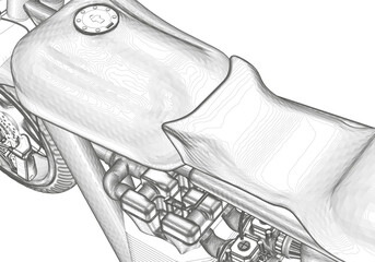 Black motorcycle on a white background. Unique design. 