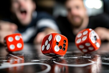 Board game, dice rolling, luck-based challenges combines chance with strategy, where outcomes depend partly on the roll of the dice
