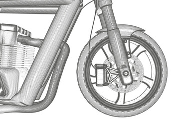 Black motorcycle on a white background. Unique design. 