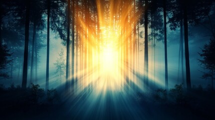 Atmospheric, moody photograph of a misty forest during golden hour, nature, ambiance, serenity, ethereal :: soft light, mysterious atmosphere, visual tranquility