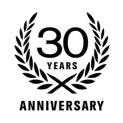 30 years anniversary vector icon, logo. Design element with graphic sign and number for 30th anniversary