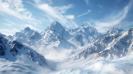 Obraz premium Panoramic view of snow-capped Alps with towering mountains, glaciers, and a vast winter landscape