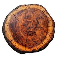 Round rustic wood slab with natural texture, cut out