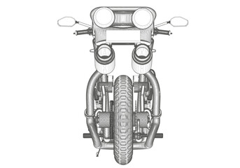 Black motorcycle on a white background. Unique design. 
