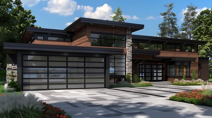 Contemporary garage door for a home