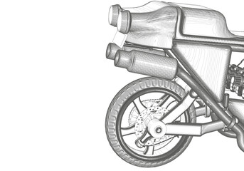 Black motorcycle on a white background. Unique design. 