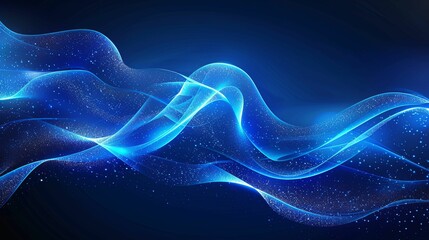 Obraz premium Abstract Blue Wave with Glowing Particles
