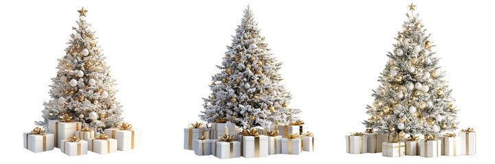 Set of A family joyfully decorating a large Christmas tree together on transparent background