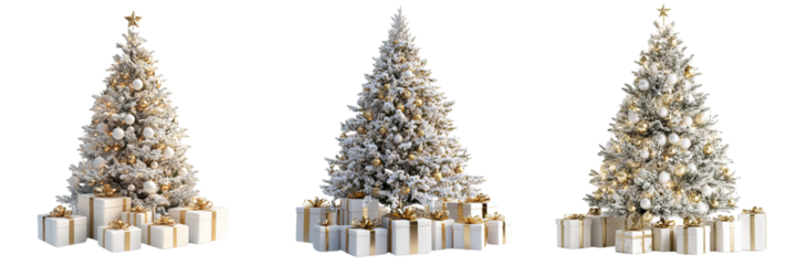 Set of A family joyfully decorating a large Christmas tree together on transparent background