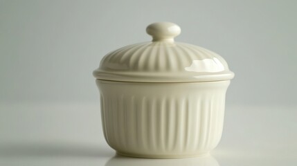 Close-up Shot of Modern Ceramic Butter Dish - Elegant White Design for Kitchen Décor