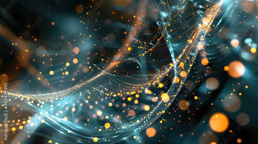 Poster A mesmerizing abstract background featuring colorful swirls and luminous particles, perfect for digital art and design projects.