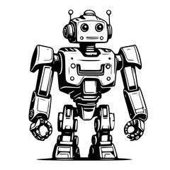 set of funny cartoon robots