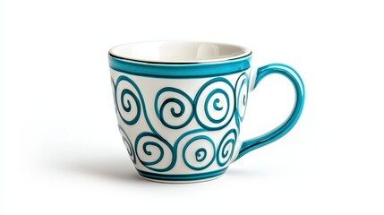 Delicate, handcrafted ceramic mug with intricate patterns and a comfortable handle, traditional, visual elegance