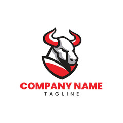 Obraz premium Bull Knight Logo. A blazing red bull armored like a knight — symbolizing unstoppable strength, courage, and fearless determination. A bold identity for brands with warrior spirit.