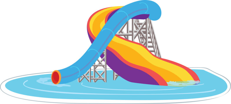 recommend clip art: This playful illustration features a colorful water slide, perfect for representing summer fun and water parks