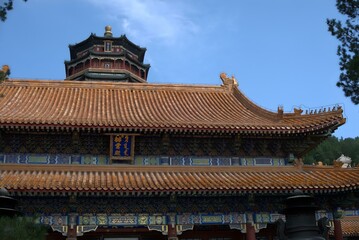 Pagoda temple of traditional Chinese ancient architecture, located in the Summer Palace in Beijing