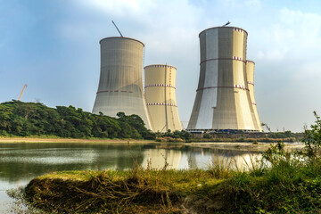 large Cooling towers of the Ruppur Nuclear Power Plant, Bangladesh