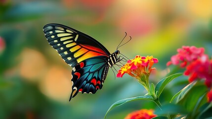 Obraz premium a butterfly named Losaria coon,beautiful,flying, --ar 16:9 --style raw --v 6.1 Job ID: 055d89d0-faeb-4566-a59d-93ffad415cc9