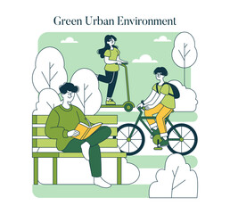 World Car Free Day. Flat Vector Illustration