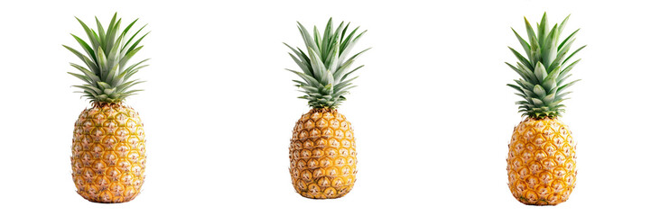 Fototapeta premium Set of A single pineapple fruit captured in a dynamic flying pose Isolated on Transparent Background