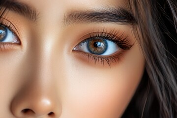 Fototapeta premium Girlâ€™s face, symmetrical features, classic beauty exemplifies balance and harmony