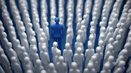 Fototapeta premium Central figure surrounded by people, symbolizing leadership, influence, and community dynamics.