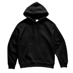 Blank black hoodie template. Hoodie sweatshirt long sleeve with clipping path, hoody for design mockup for print, isolated on white background and transparent png