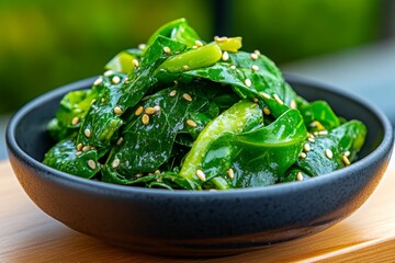 Japanese food, goma-ae, sesame-dressed vegetables features blanched greens tossed in a nutty, sweet sesame dressing