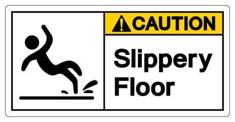 Caution Slippery Floor Symbol Sign,Vector Illustration, Isolate On White Background Label. EPS10