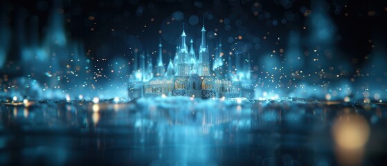 Mystical Glow of an Enchanted Castle - Digital Art Background in