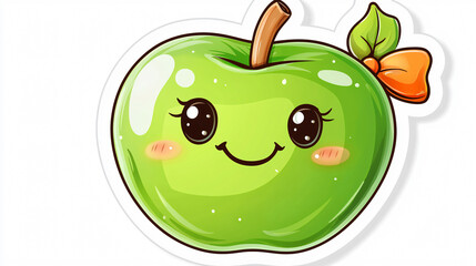 Obraz premium Adorable Candy Apple with Smiling Face in Cute and Playful Cartoon Illustration