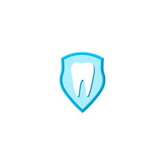 Tooth on shield logo icon. Tooth protection icon isolated on white background