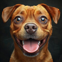 Hyber realistic photo of very funny dog , copy space for text,