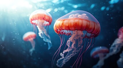 Naklejka premium Aerial perspective of a whimsical underwater realm