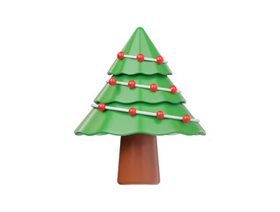 Christmas tree icon 3d render illustration