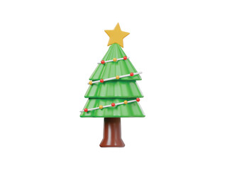 Christmas tree icon 3d render illustration