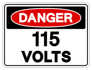 Danger 115 Volts Tag Symbol Sign,Vector Illustration, Isolate On White Background Label. EPS10