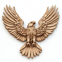 Obraz premium An eagle sculpture showcases detailed craftsmanship with wings elegantly spread wide