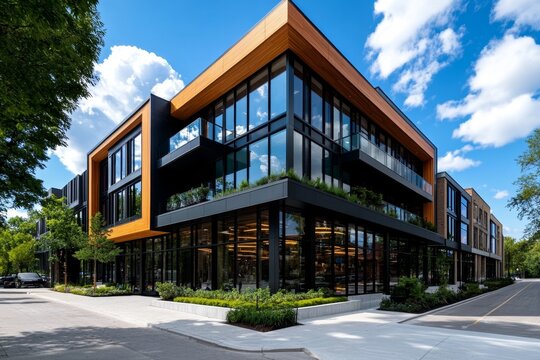 New building, mixed-use spaces, combining residential and commercial blends living, working, and shopping in one integrated environment