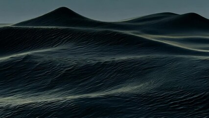 Beautiful abstract wave background with rough, unpolished texture effect, black colour rendered in 3d.