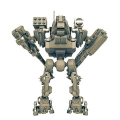 combat machine is standing by rear view