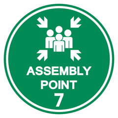 Assembly Point 7 Symbol Sign, Vector Illustration, Isolated On White Background Label .EPS10