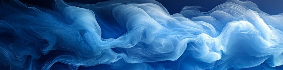 Abstract background with liquid or vapor. Blue wallpaper with smoke stains or water.