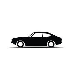 Classic retro car side view silhouette icon. Vector illustration