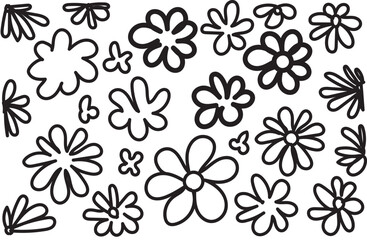 Black flowers bouquet, Vector illustration outlinne image , Hand-drawn botanical lines art flower, Minimalist contour drawing of flower. line drawing of flower botany.